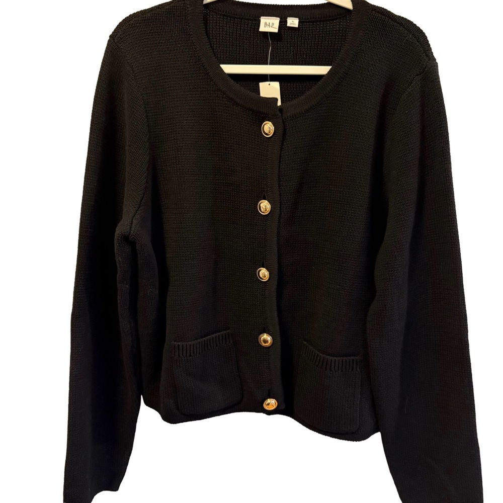 NWT GAP Black Button-Up Cardigan Sweater, Size XL - Picture 2 of 7